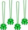4Pcs Light up Shamrocks Beads Necklaces, St Patrick's Day Necklace Accessories Led Shamrocks Necklaces Metallic Green Bead Clovers Necklaces for Irish St. Patricks Day Party Favor Supplies